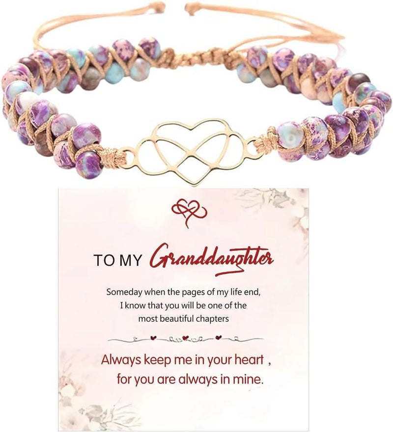 BTZY Store for My Granddaughter “You are Always in Mine Beads“ Bracelet, Natural Emperor Jasper Stone Beaded Wrap Bracelet Duoble Layer for Mind Peace,Bracelet for Granddaughter - Image 1